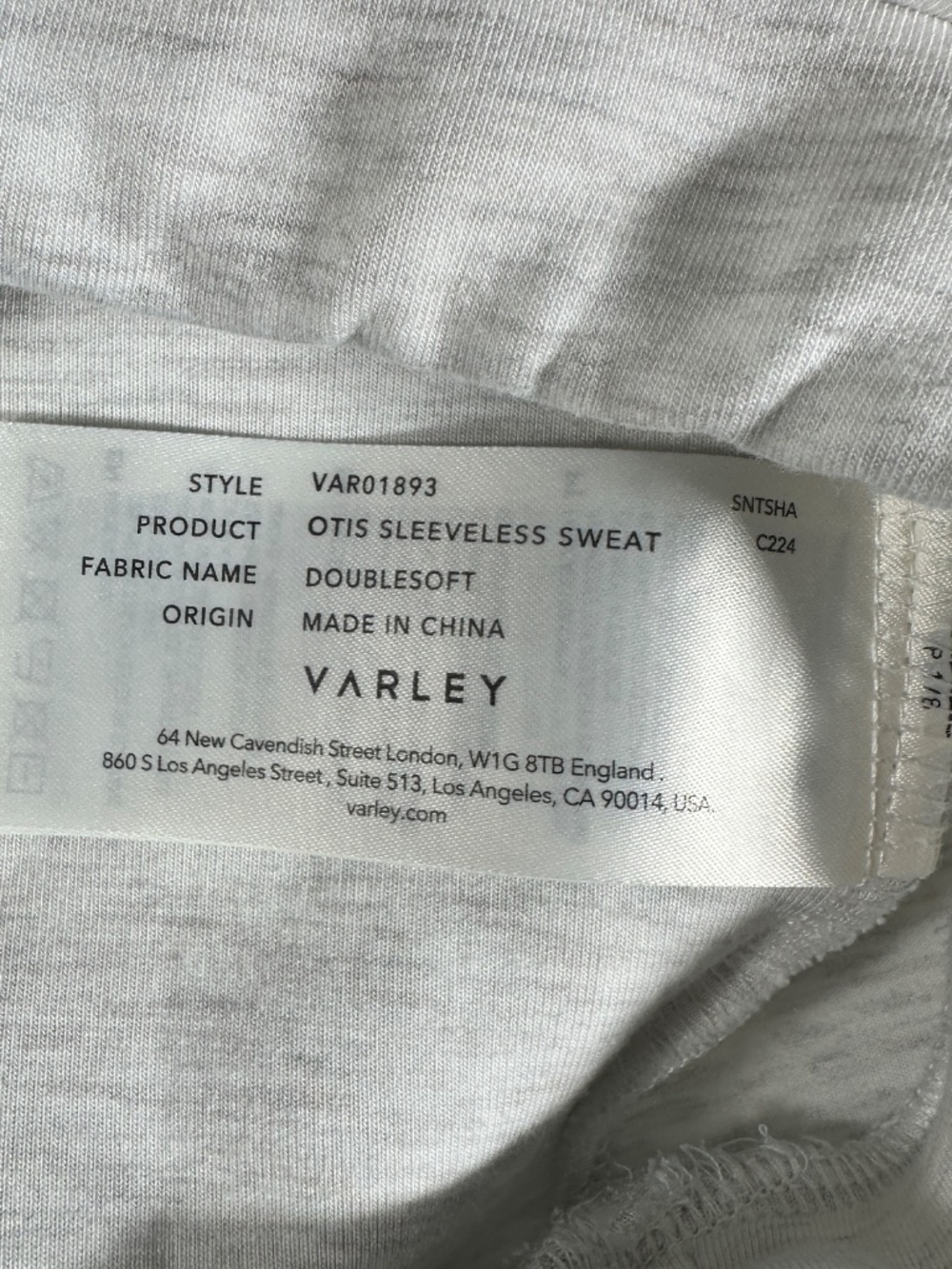 Varley Otis Sleeveless Sweat DoubleSoft Top Ivory Marl - Picture 6 of 10